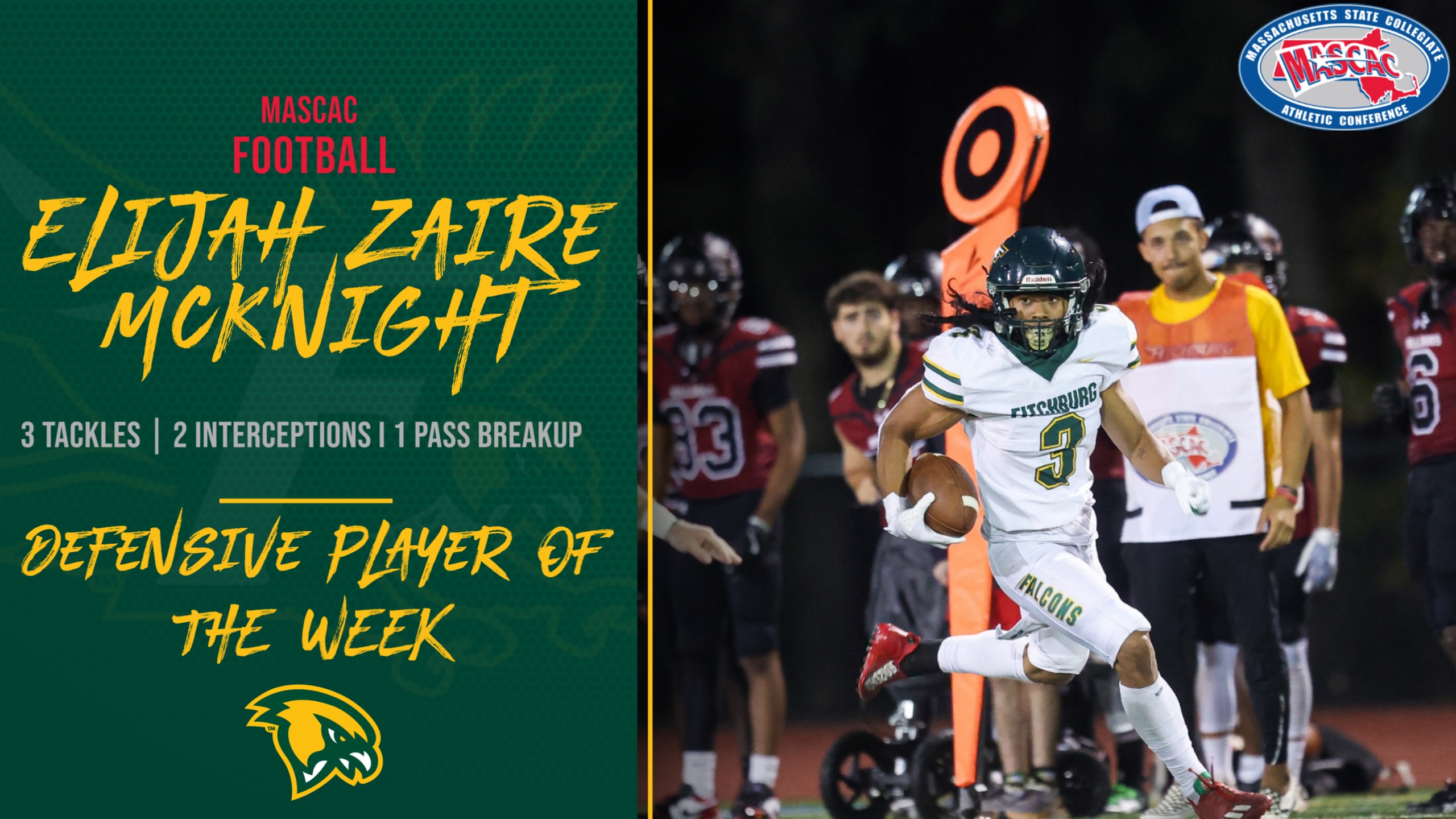 Zaire McKnight Tabbed MASCAC Defensive Player Of The Week