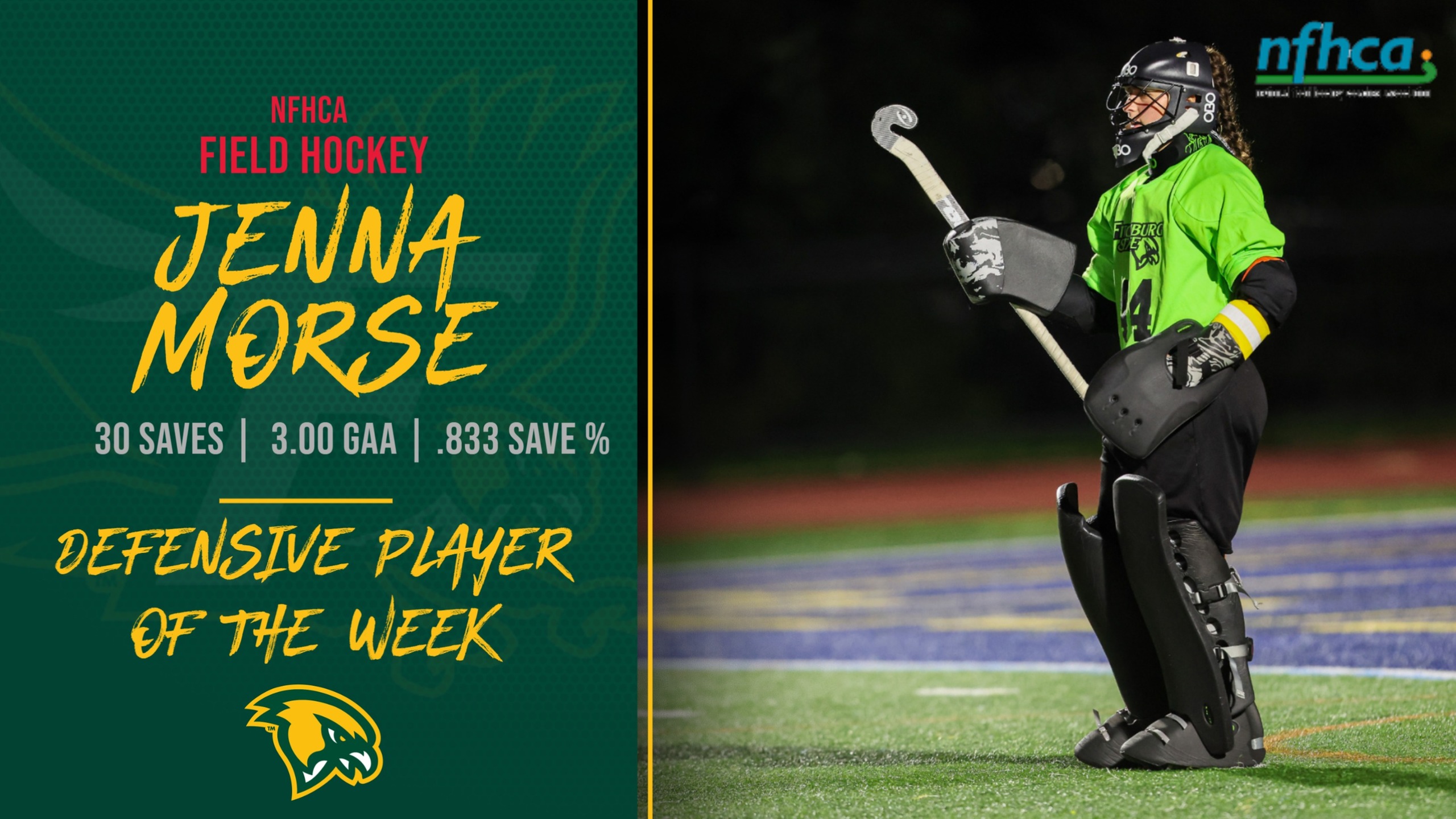 Morse Named NFHCA Defensive Player Of The Week